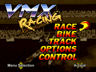VMX Racing title screen for Playstation